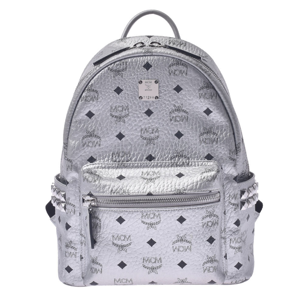 Mcm Backpack Side Studs Silver Leather Rucksack D… - image 1